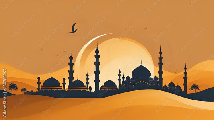 silhouette of mosque in sunset, silhouette of mosque, silhouette of mosque ramadan, silhouette of mosque ramadhan, magrib, ramadan bulan puasa, promosi untuk bulan ramadan