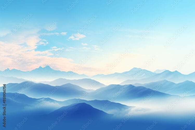 a blue sky with clouds and mountains