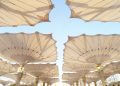 Big umbrella structure of al masjid al nabawi from the holy land and beautiful building structure madinah saudi arabia