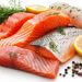 Fresh fish fillets- salmon, trout, and steak- are displayed on a white background. The images are sharp and show the full detail of the fish, including the scales, fins, and flesh