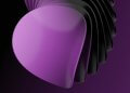 A bunch of black and purple objects on a purple background